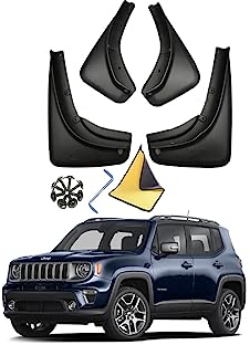 YLOXFW Auto Paraspruzzi Anteriori e Posteriori Guardie Splash Parafango per J-EEP Renegade 2016-2023 Dedicato Flap Parafanghi Protezione Set Modellati Car Accessori,Send 1 Car Wash Towel