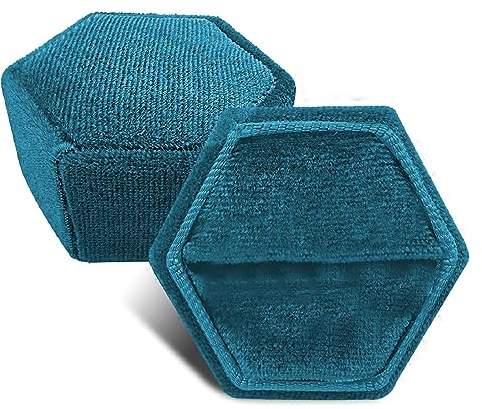 Tadipri Samt Jewelry Für Schmuck Doppelschlitze Sechseck Ringetui Organizer Mini Schmuckbox Reise Für Ringe, Ohrringe, Armbänder, Ketten Für Frauen Ehefrau Mutter(Blau)