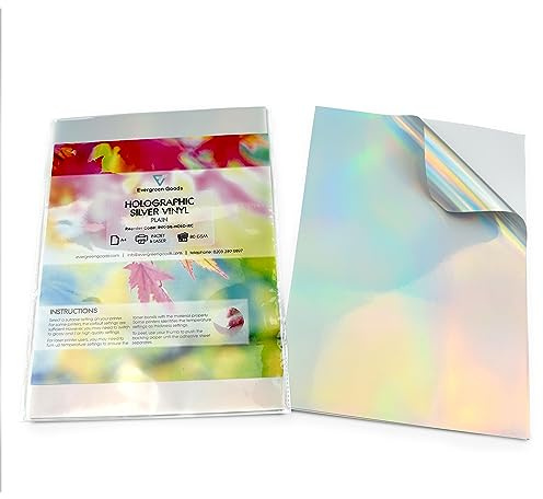 Evergreen Goods Sheets Waterproof A4 Vinyl (PVC) Holographic Self Adhesive Printing Paper | Sticker for Inkjet and Laser Printers