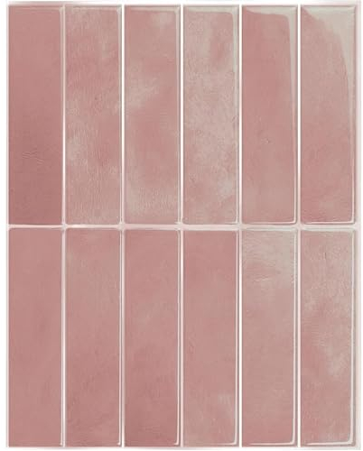 Smart Tiles Klebefliesen Küche und Bad – Morocco Rosa, Fliesenaufkleber 3D, Küchenrückwand Selbstklebend, Wandpaneele, 5 Fliesen (29.03x22.86 cm), Einfach zu Montieren, Wasserfest, Made in Kanada