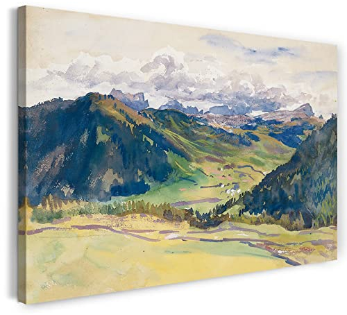 Leinwandbild (40x30cm) John Singer Sargent: Offenes Tal, Dolomiten, Leinwand auf Keilrahmen gespannt und fertig zum Aufhängen, hochwertiger Kunstdruck aus deutscher Produktion