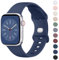 Wanme Armband für Apple Watch Armband 38mm 40mm 41mm 42mm 44mm 45mm 49mm Damen Herren, Silikon Armbänder Classic Sport Ersatz Uhrenarmband für iWatch Series Ultra 9 8 7 6 5 4 3 2 1 SE, Navy Blau