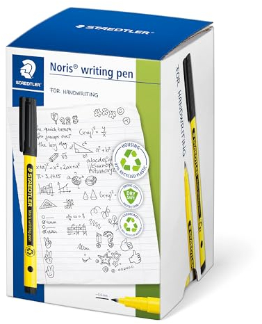 STAEDTLER Noris writing pen 307, Fineliner mit stabiler, eindrucksicherer Spitze, Gehäuse aus 97% recyceltem Plastik, Linienbreite F- Fein, 307-9 CT50