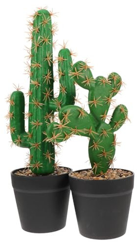 AOKWAWALIY Lot de 2 faux cactus de fleurs - Imitation maison - Cactus - Faux cactus - Pour bureau à domicile - Mini plantes de cactus artificielles miniatures - En plastique