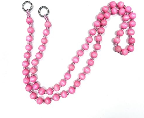 Hrlace Perlen Handykette 120cm Bunte Holzperlen Handy Lanyard Abnehmbare Telefon Kette Umhängeband Universal Anti Verlorene Handy Hängen Chian Taschenkette für Damen und Mädchen Rosa