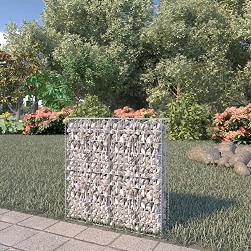 SECOLI Gabionenwand mit Abdeckung, 80 x 20 x 100 cm, Gabionen Hochbeet, Steinkorb, Gabionenzaun, Steinsäule, für Garten, aus verzinktem Stahl
