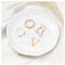 ProCase Ceramic Jewelry Tray, Initial Ring Dish Trinket Plate Engagement Gift, Small Personalized Monogram Ring Bowl for Wedding, White Decorative Jewelry Holder for Women Vanity -LetterV
