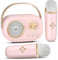 Mini Karaoke Machine for Kids Adults,Portable Bluetooth Speaker with 2 Wireless Microphones, Present Toys for Girls 3, 4, 5, 6, 7, 8+ Years Old Toddler Teens Birthday Family Home Party-Pink