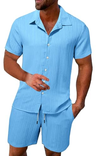 Udbeksid Herren Trainingsanzug Outfit Set Zweiteiler Knopf Anzüge 2024 Sommer Hemden & Kurze 2 Teiler Hawaiianischer Anzug