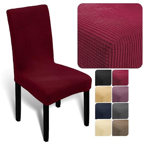 Melody Stuhl bezug stuhlhussen hussen Chair Covers Stuhlüberzug weich aus elastischem Material, Universalgröße für Esszimmer- und Schwingstühle (Bordeaux, 6er-Pack)