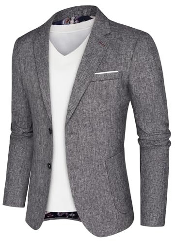 PJ PAUL JONES Herren Sakko Sportlich Regular Fit Freizeit Blazer Jackett Modern Business Anzugsjacke (Dunkelgrau, L)