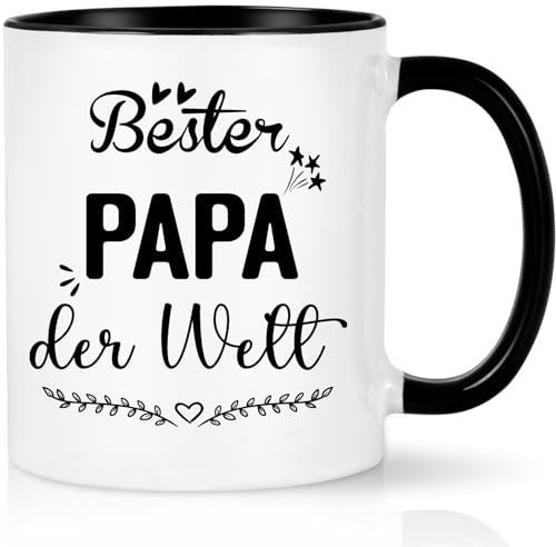 CHUIN DRUCK Kaffeetasse Geschenke für Papa zum Geburtstag Vatertagsgeschenk Tasse mit Spruch Bester PAPA der Welt Geschenkidee Papa Tasse Geschenk Weihnachtsgeschenke, 320ml Schwarz