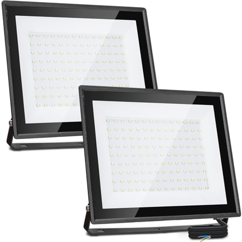 Aigostar Foco LED Exterior 100w 8700LM, Foco Proyectore LED Exterior Impermeable IP65, Focos LED Exterior 126 LED, 6500K Blanco Frío para Garaje,Jardín,Patio,Parque.2 pcs