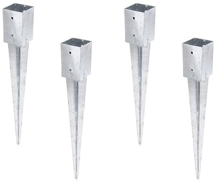 Alberts 211288 4er-Set Einschlag-Bodenhülse | für Vierkantholzpfosten | feuerverzinkt | 91 x 91 mm | Gesamtlänge 750 mm