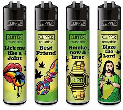 Clipper Feuerzeuge, Set mit 4 Stück, außergewöhnliche Motive (FFX 420 Statements #2)