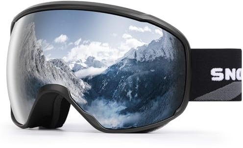snower Ski Goggles, Spherical OTG Anti-Fog Snow Goggles, HD Snowboard Goggles with UV400 Protection for Men, Women, and Youth