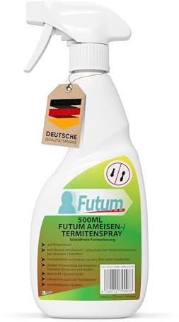 FUTUM Biozidfreies Ameisen & Termiten Spray 500ml – Effektives Mittel gegen Ameisen im Haus oder Garten – Ant Spray & Termitenspray – Geruchsarm und Fleckenfrei