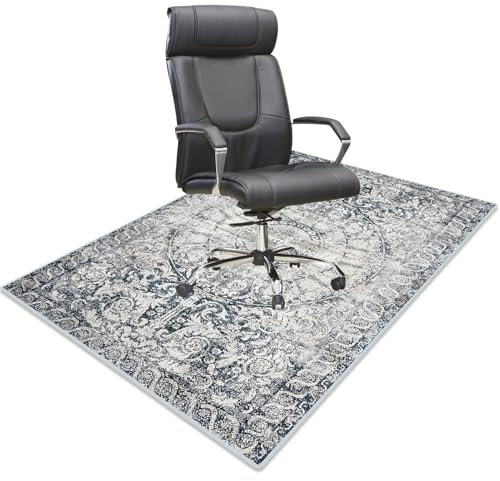 AIHSUMC Unterlage Schreibtischstuhl Bodenschutzmatte, 122x92cm Bürostuhlunterlage rutschfest Stuhlunterlage Gaming Stuhlmatten, Vintage Boho Bedruckter Teppich für Hartböden Parkett Laminat Fliesen