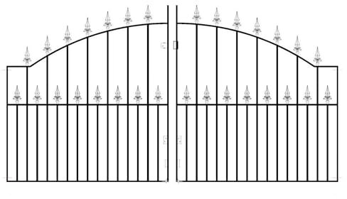 Saxon Arched Spear Top Metal Driveway Gates 1245mm High galvanised Wrought Iron Dual Swing gate (2438mm (8ft) Gap x 1245mm High SAZP13)
