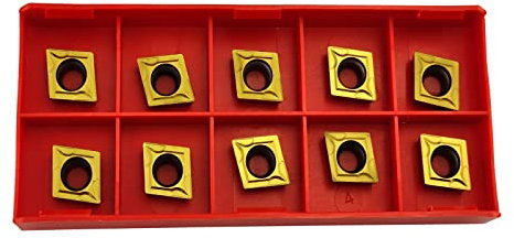 10 Stück CCMT09t304 CCMT32.5 Wendeschneidplatten, CNC Hartmetall-Einsatzschneider Wendeschneid Drehmaschine Fräseinsätze Drehen Werkzeuge, Coated CNC Wendeplatten mit Schachtel für Stahlhalbschneiden