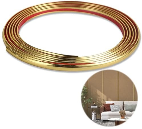 1Pcs Stainless Steel Decorative Strip, Self-adhesive Golden Edge Strips, Edge Banding, Wallpaper Decorative Strip, Edge Banding, for Floors, Cabinets, Mirrors, Ceilings, etc., for Home Decoration