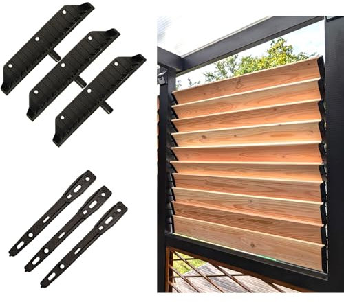 Louver Hardware Kit Deck Sunblind System, Louver Bracket Shutters and Blinds Kit for Holding up to 11 Boards, Polyamide (Nylon), Black