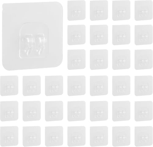 GUDQVOZIHG 36 pezzi ganci adesivi extra forti, trasparenti, multiuso, impermeabili per cucina, bagno, parete