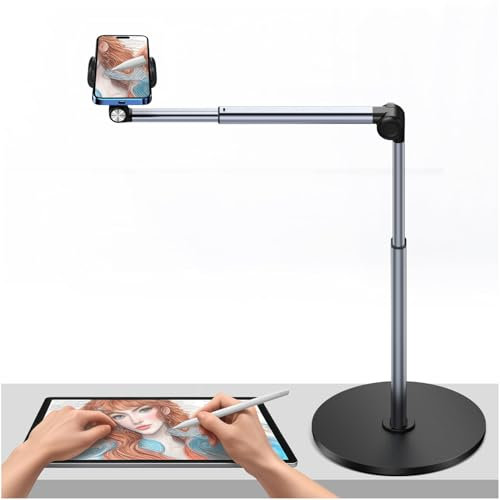 yAyusi Overhead Stativ Handy für iPhone, 30 cm Lang Handyhalterung Zum Filmen, Verstellbar und Handy Stativ Tisch, Geeignet für Live-Übertragungen, Meetings, Kochen, Nail-Art-Videoaufnahmen