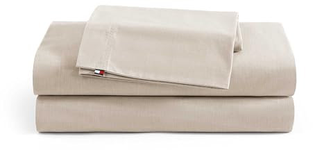 Tommy Hilfiger® Bettwäsche-Set aus Chambray-Baumwolle mit passendem Kissenbezug, leichtes Gewebe, dezent strukturierte Bettwäsche (Beige)