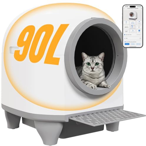 Devoko Inodoro eléctrico para gatos de 90 L, con bolsa de basura y alfombrilla, gran capacidad, limpieza instantánea, ideal para gatos grandes, adecuado para hogares multigatos