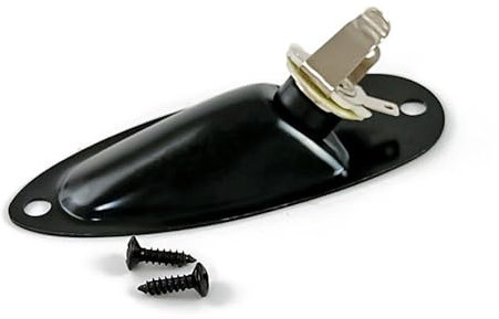 Guitar Jack Plate Boat Style Input Output Jack Plate Socket for 6.35mm Audio Cables, Fit for Fender Strat Sq, Black