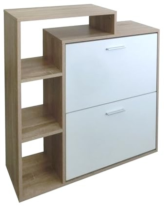 HTI living Schuhschrank Lisa Sonoma-Weiß Schuhkipper Garderobenschrank