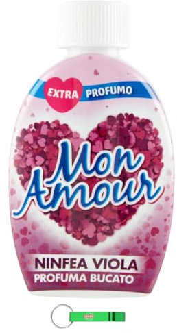6 deodoranti per bucato Paglieri Mon Amour Lilla Ninfea Profumo Bucato Ninfea Viola, profumo di bucato, 220 ml + portachiavi Beni Culinari