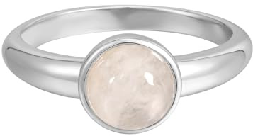 Rafaela Donata Damen Ring 925/- Sterling Silber | rhodiniert, Solitärring, Mondstein, weiß