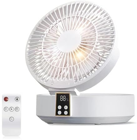 YUPEIUKLI Ventilador de Escritorio Control Remoto, portátil, Recargable, luz LED, enfriadores de Aire, Ventilador de Escritorio USB con 3 velocidades, silencioso para Dormitorio