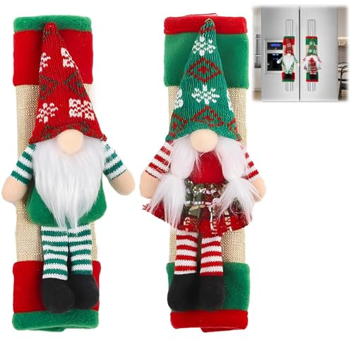 YANJINGHE Fundas para Manijas de Refrigerador, Navidad Nevera Manija Cubiertas, Decoración Navideña, Lavavajillas Puerta Manillar, Fundas navideñas para manijas de refrigerador (A)