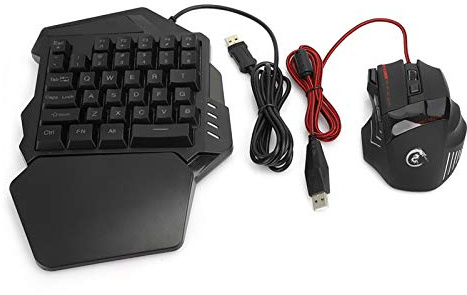 Ouitble Juego de Teclado y ratón para Juegos con una Sola Mano, retroiluminado con LED, diseño ergonómico, 5 dpi Ajustables para PC, Jugadores, Ordenador, Accesorio USB 2.0