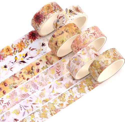 YUBBAEX Washi Tape, 6 Rouleaux Masking Tape Ruban adhesif decoratif pour Scrapbooking Artisanat de Bricolage