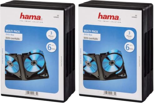 Hama DVD-Hüllen für 6 DVDs (Auch passend für CDs und Blu-Rays, Mit Folie zum Einstecken des Covers) 3er-Pack, schwarz, 00049685 (Packung mit 2)