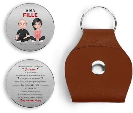 Cadeau Plus Câlin De Poche Personnalisé - Fais De Ton Mieux Fille Fils - Porte Clef Personnalisable, Porte Clef Cuir, Calin De Poche, Porte Clé Papa, Porte Clé Personnalisé Fete Des Peres