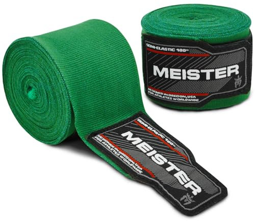 Meister Bende Semi-Elastiche da Adulto di 180 Pollici (457 cm) per MMA e Boxe (Coppia) - Verde Foresta