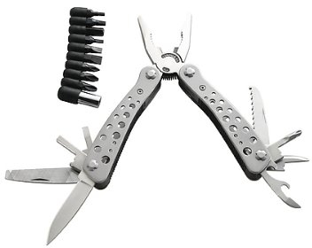 Herbertz Multitool, Edelstahl-Gehäuse, Bitsatz, Nylonscheide
