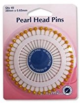 Hemline 38mm Pearl Head Pins - 40pcs H669.G