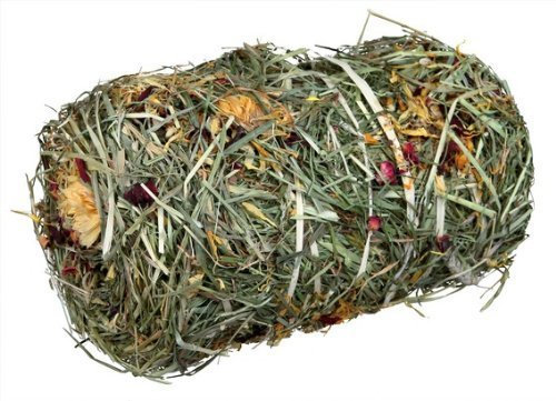 2 x Hay bale with flowermix, ø 10 × 18 cm, 200 g Great for small rodents and rabbits, and Tortoises!