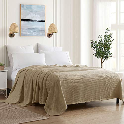 Sweet Home Collection Decke aus 100% feiner Baumwolle, luxuriös, Korbgeflecht, Taupe, King Size