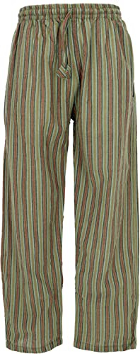 GURU SHOP Gestreifte Yogahose, Unisex Baumwoll-Goa-Hose - Grün, Herren, Baumwolle, Size:S