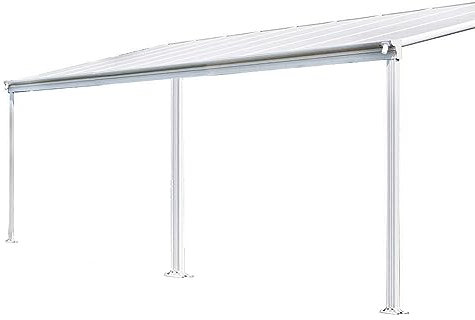 HOME DELUXE - Abri de terrasse Solis Blanc, L/P/H : 434 x 303 x 226/278 cm - avec plaques alvéolaires, matériel de Montage I Carport Pavillion Pergola
