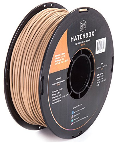 HATCHBOX 3D-Drucker-Filament, Maßgenauigkeit +/- 0,03 mm, 3,00 mm, 1-kg-Spule, Holz