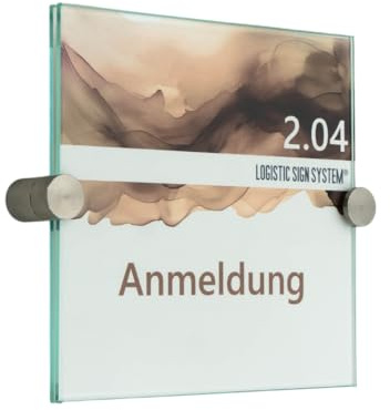 Logistic Sign System I Türschild Glas,Vitrum K2, Klemmhalter (140/140 mm)