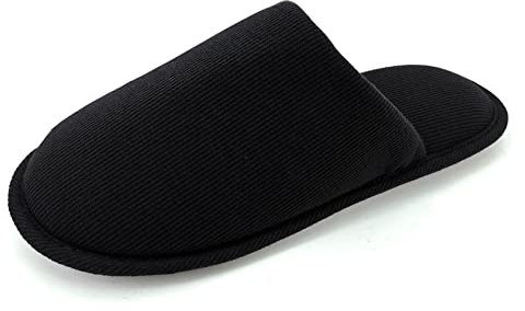 ofoot Pantoufles ďintérieur Confortables en Coton Bio pour Hommes, Maison en Mousse à mémoire Plate, Chaussures à Enfiler lavables,39/40.5 EU,Noir